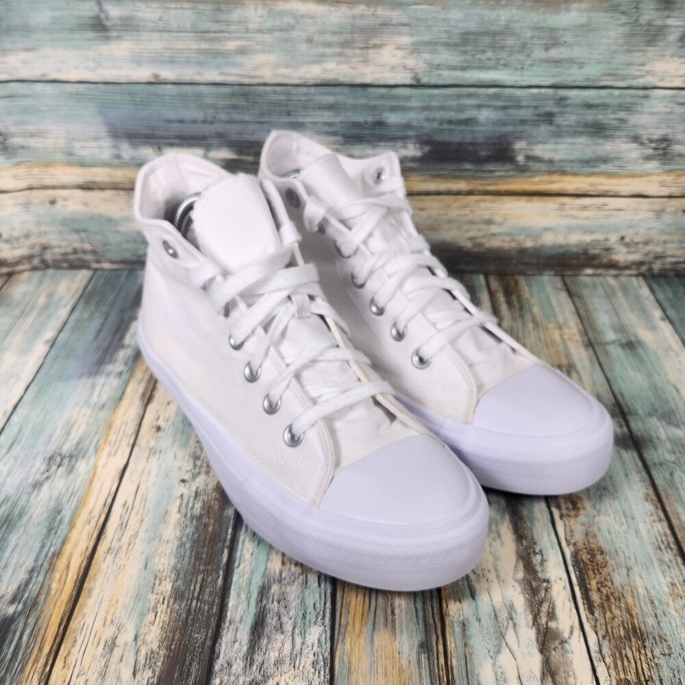 NOBO NO Boundaries Womens 9 White Lace Up High Canvas Memory Foam Sneakers Shoes
